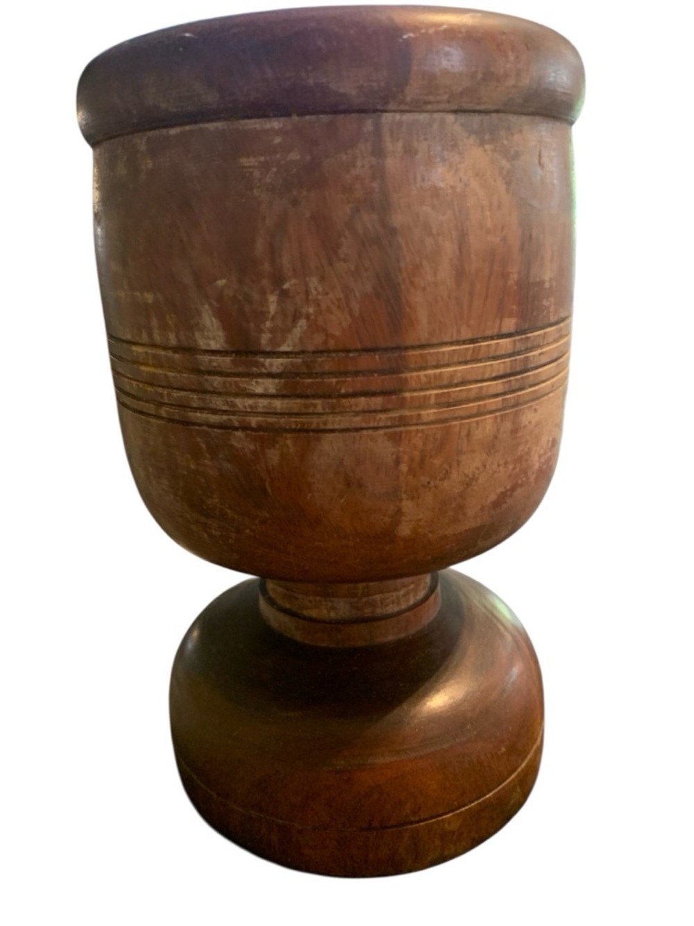 Vintage Wooden Mortar & Pestle Beautifully Hand Carved Dominican Republic